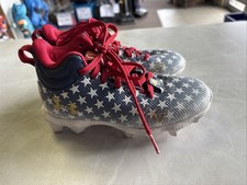 Boys Under Armour Kids Spotlight Franchise Football Cleats size 13K White Blue