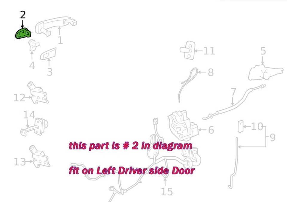 Cubierta de cerradura de puerta del conductor izquierdo (sin pintar) para Buick LaCrosse 2017 2018 2019 Foto 2 de 2