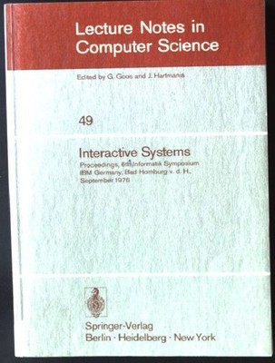 Interactive systems Lecture notes in computer science ; Vol. 49 Blaser, Albrecht