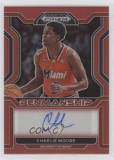 2022 Panini Prizm Draft Picks College Penmanship Red /199 Charlie Moore Auto y8h