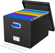 File Organizer Box with Lid - Portable Hanging File Box for Letter/Legal Files,