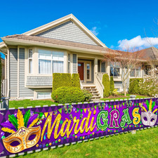 Mardi Gras Decorations: Large 9.8X1.6Ft Banner for Outdoor  Indoor Use
