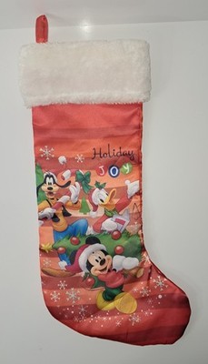 Disney Gang Holiday Joy Christmas Stocking 18'' Red Goofy Donald Mickey Ruz 2014 