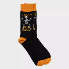 Men's Special Thanks Halloween I Don't Need Nobody Crew Socks - 6-12