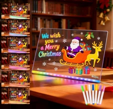 LED Note Board with 7 Colors, Acrylic Dry Erase Board with Light 11.8x7.9 Led