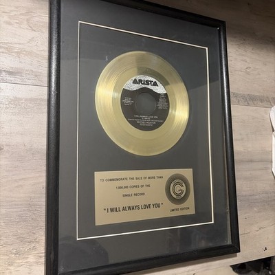 Certified Gold Whitney Houston  I Will Always Love You  Commemorative Record