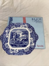  New Spode Blue Italian Bread and Butter Cake Plate China - Original Box