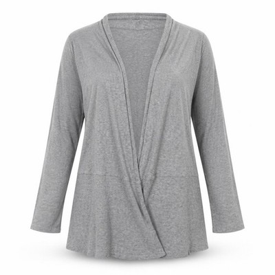 Cupio Damen Strickjacke Pullover Größe M Grau V-Ausschnitt Langarm