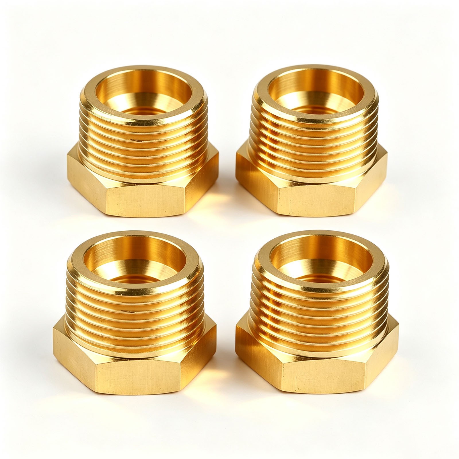 4Pack 1" Male x 1/2" Female NPT Pipe Reducer Hex Bushing Adapter Brass Fitting
