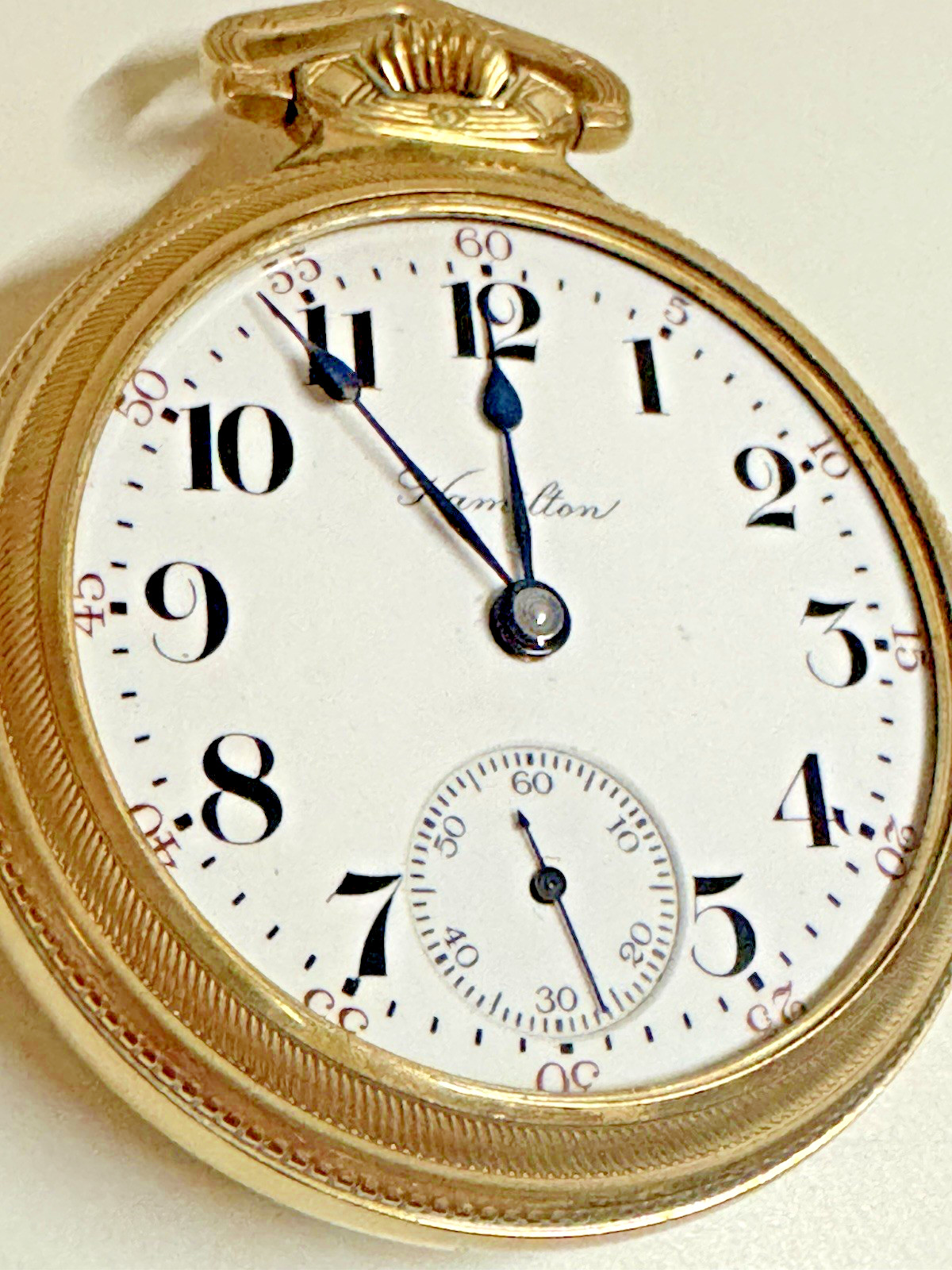 Vintage Antique 47mm Hamilton 10k GF Pocket Watch  17 Jewels Running