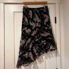 Vintage Lauren Ralph Lauren Floral Asymmetrical Midi Skirt Women's 8 Dark Fairy