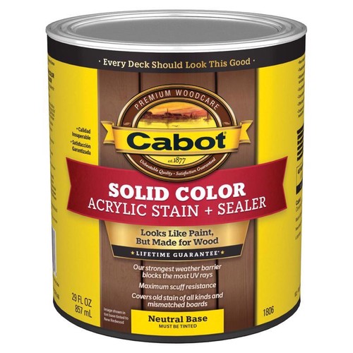 Cabot Solid Color Acrylic Deck Stain & Sealer Tintable Neutral Base 1 qt (4-PK) - Picture 1 of 4