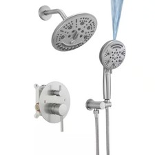 Single Handle 8-Spray Round Shower Faucet 2.5 Gpm Swivel Brushed Nickel Valve