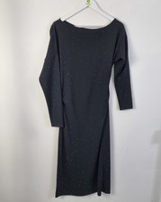 M&S  Women's Embellished Bodycon Ruched Midi Dress Black Size 14 New