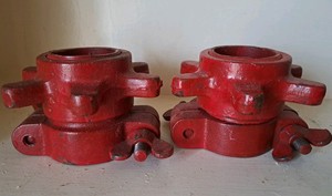Beefy red Vintage Spinlock Weight Lifting Collars. 5 Kilos
