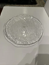 Crate And Barrel Orion 14” Platter Clear Glass Textured NEW With Tag