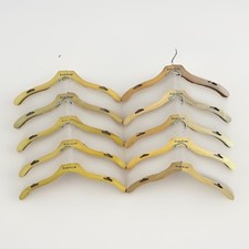 Lot of 10 Vintage Wooden BEBE Clothing Classic Clothes Hangers w/ Rubber Grips