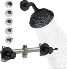 2 Handle Shower Faucet Set, Wall Mounted Two Knob Shower Faucet Set with 5 Mode
