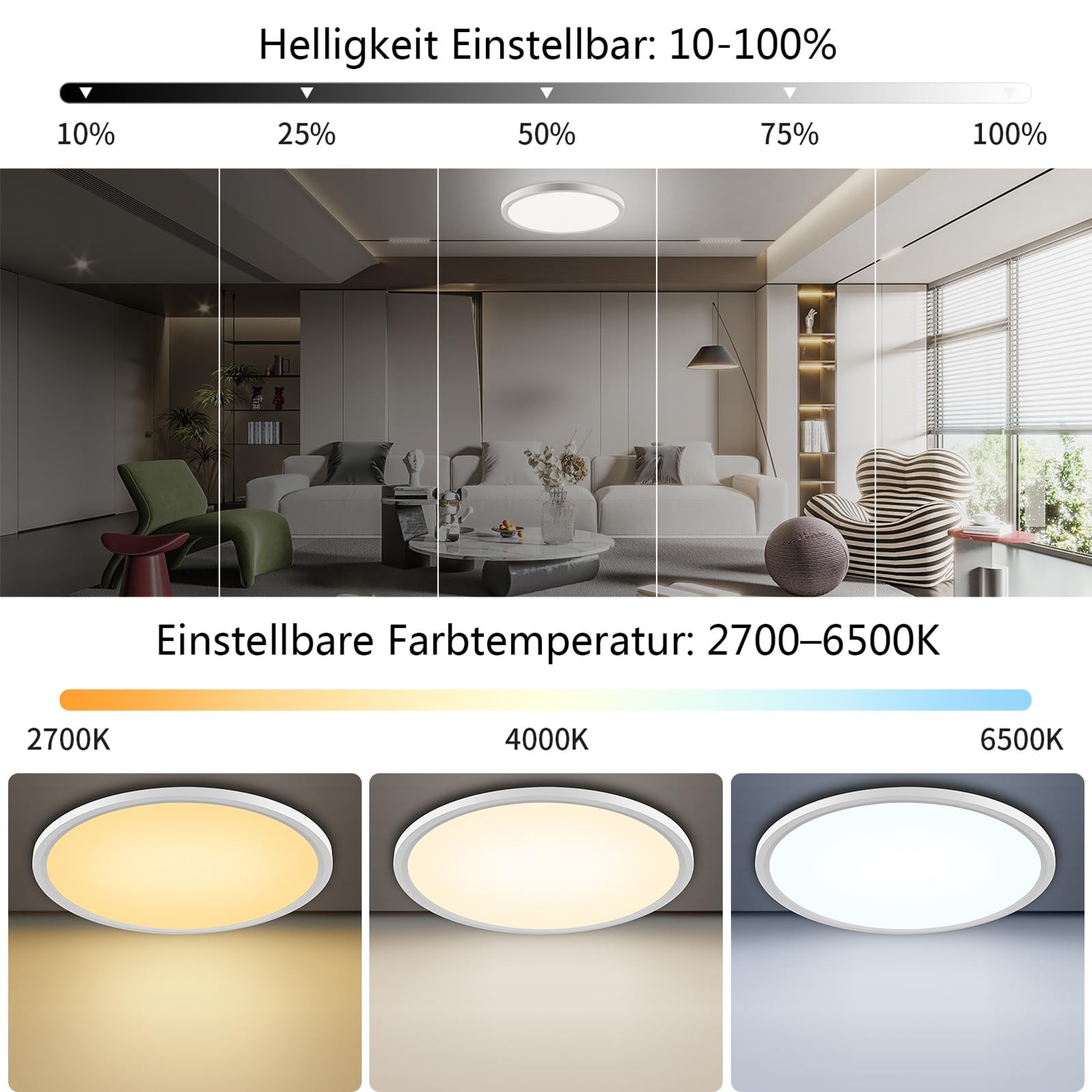Plafonnier LED dimmable 24W avec télécommande pour ajuster l'ambiance lumineuse
