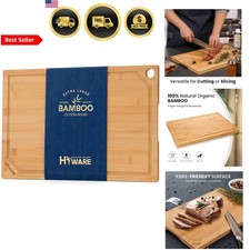 Bamboo Cutting Board Extra Large Kitchen Heavy Duty Juice Groove Organic 18x12