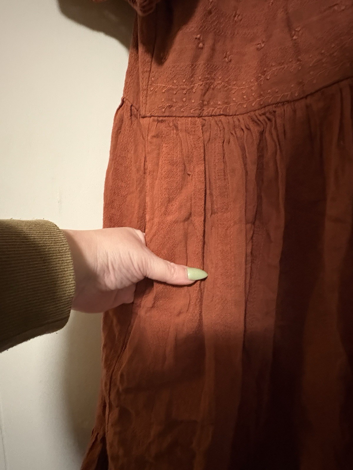 Universal threads rust colored embroidered dress … - image 5