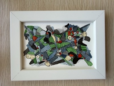 Original Abstract Ink & Watercolor Painting  Verdant Chaos  4x6 Artwork, Signed