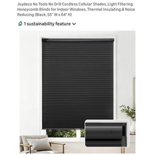 Joydeco No Drill Cordless Cellular Shades Black 55W x 64H Light Filtering Blinds