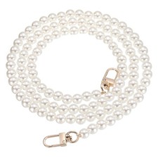 2 Pcs Imitation Pearl Purse Strap, 47 Inch Handbag Swivel Clasp, Gold