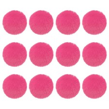 12Pcs Fluffy Soft Faux Fur Pom Poms for Hats with Elastic Loop, Light Red