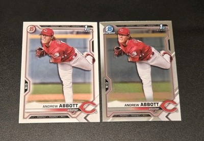 ANDREW ABBOTT 2021 Bowman Draft 1st Chrome + Paper Prospect Rookie RC REDS