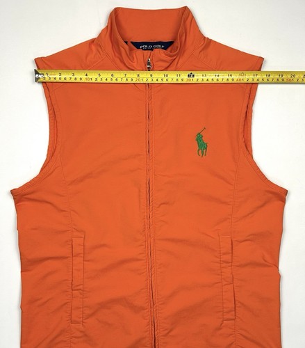 Polo Golf Ralph Lauren Vest Men’s M Big Pony Orange Full Zip Lined - Picture 9 of 11
