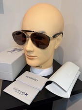 Burberry B 3160 Aviator -Sunglasses Brown Gradient Lens Silver Metal Frame 145