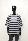 Lisa Yang Gracelynn Sweater 100% Cashmere Grey / Navy Striped Size 2 / Medium