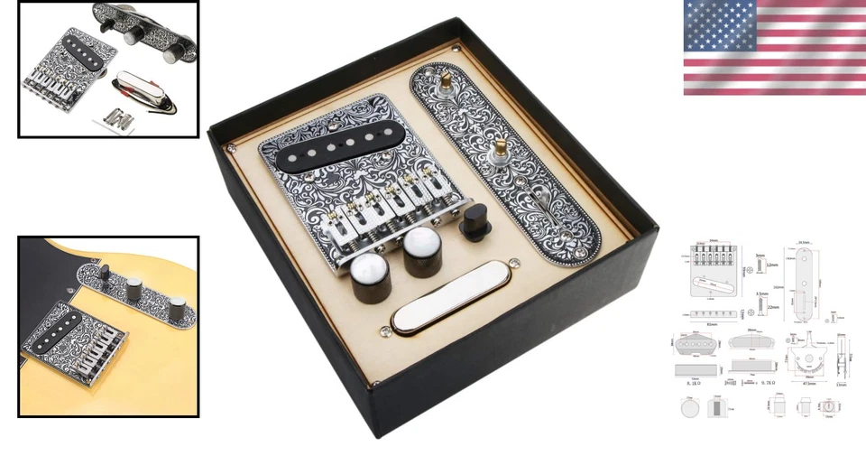 6 Strings Metal Saddle Bridge Plate 3 Way Switch Control Plate Pickups for Te... - Image 2 of 4