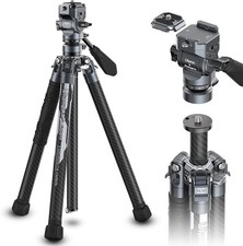 F38 Video Travel Tripod 61.4 Inch Lightweight Carbon Fiber Quick Release 1/4