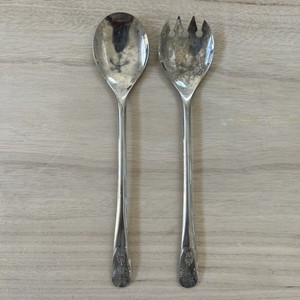 Vintage Silver Plated Serving Fork and Spoon Made In Italy