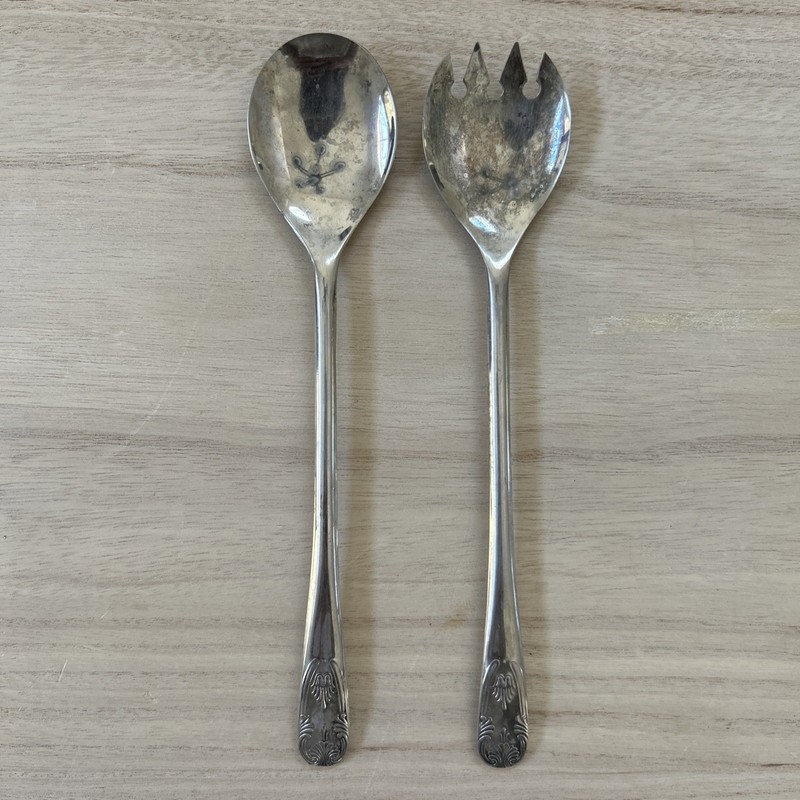 Vintage Silver Plated Serving Fork and Spoon Made In Italy
