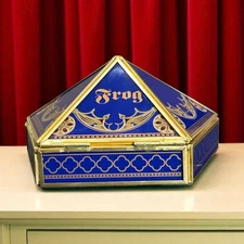 Harry Potter Chocolate frog glass blue and gold  Holiday Trinket, jewelry box