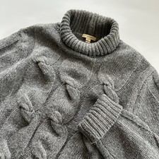 Men's Burberry Brit Cable Knit Wool Preppy Sweater Pullover Gray Size XL