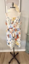 Express Ruched Tiered Poplin Mini Floral Dress Size XL