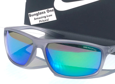 Nike ADRENALINE Matte Wolf Grey Frame Green Lens Sunglass EV1113 013