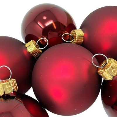 Pinnacle Peak Trading Burgundy Shiny Matte Polish Glass 60mm Ball Ornament Set 6