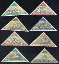 South Molucca Stamps MNH XF Fish Set Triangle Set Of 8 Year 1953