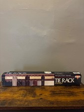 Vintage Swank 24 Hook Automatic Tie Rack MCM Wood Brass Wall Mounted NIB