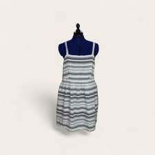 LOFT Outlet | Grey & White Striped Cotton Blend Dress Size Large
