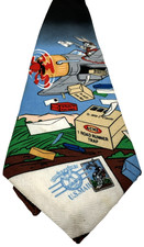 Men's Tie Vintage 1997 Looney Tunes Stamp Collection Bugs Bunny Poly Gently Used
