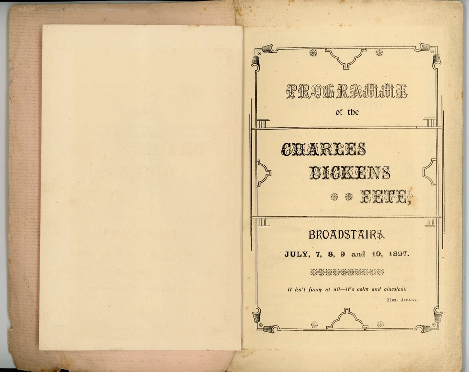 RARE! 1897 Charles Dickens Fête Programme Broadstairs J.H. Snow Engraved Frontis Foto 3 de 4