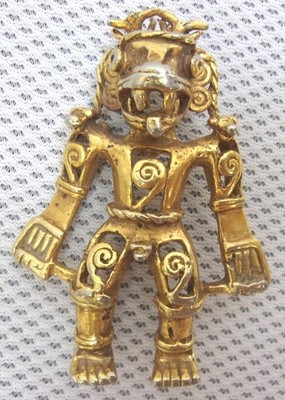 Donald Stannard Huge Rare Goldplated Mylan Aztec Egyptian Revival Brooch VTG 