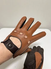 Gloves sheepskin Genuine leather Driving biker half fingers  men TOP quality