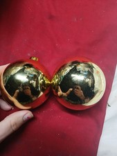 Two Large Gold Bauble Ornaments No Tops